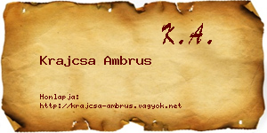 Krajcsa Ambrus névjegykártya